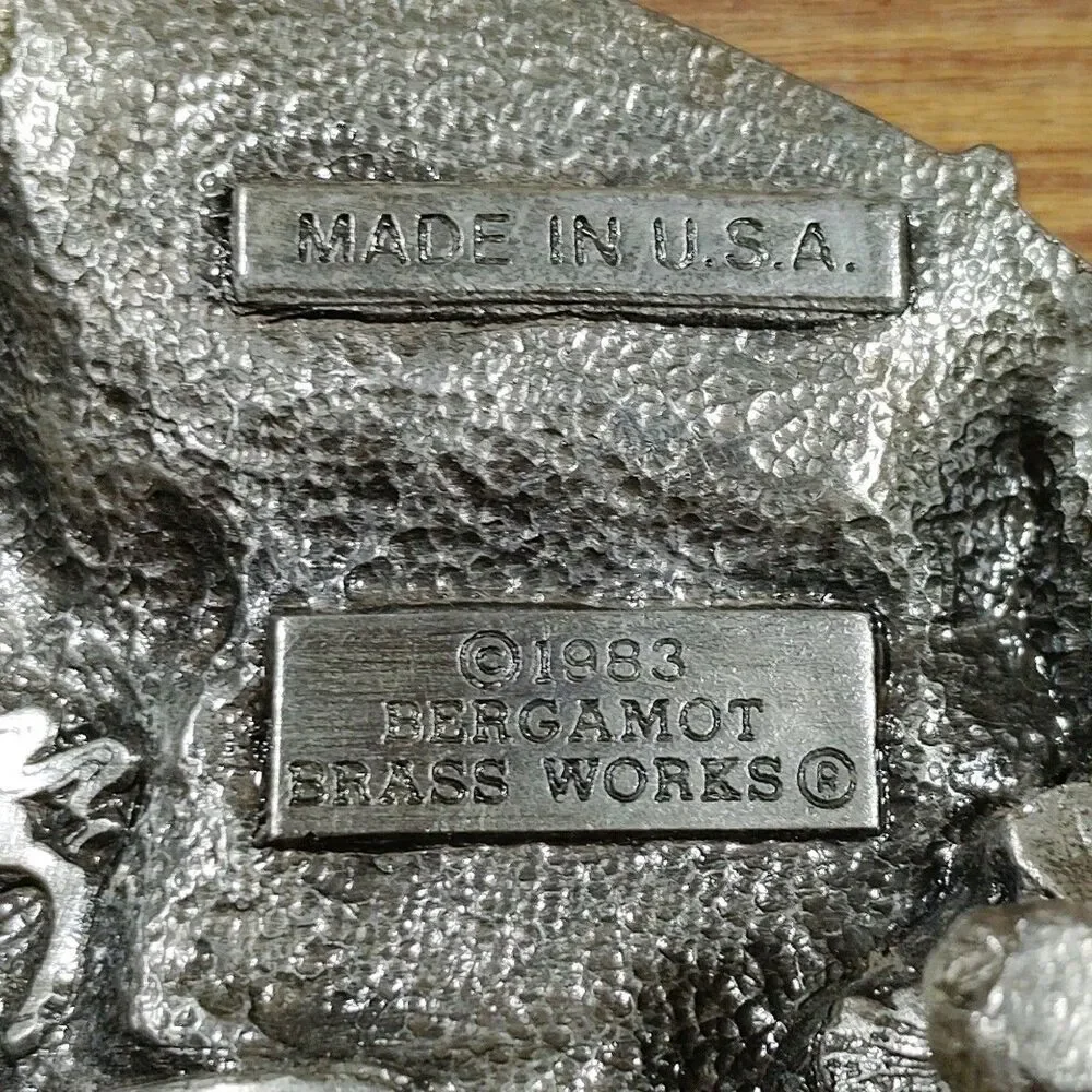 Vintage Unicorn Bergamot Brass Works Belt Buckle 1983 USA V43 Castle Fantasy